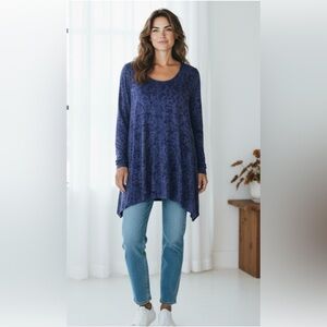 Soft Surroundings Floral Shark Bite Hem Tunic Top Size Large